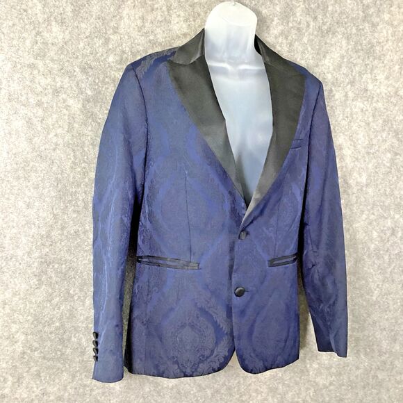 INC International Womens Jacquard Two Button Tuxedo Smoking Jacket Satin Small - Picture 4 of 16